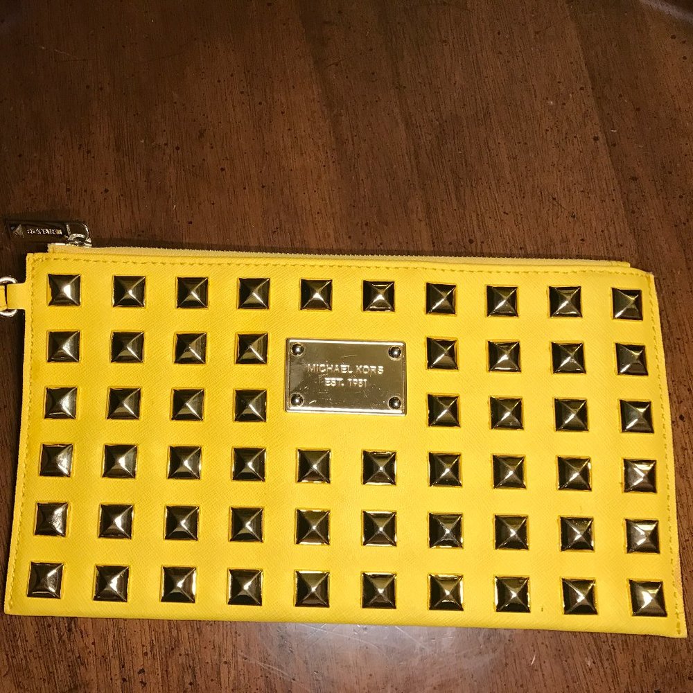 MICHAEL Michael Kors Leather (Gold Studded) Clutch